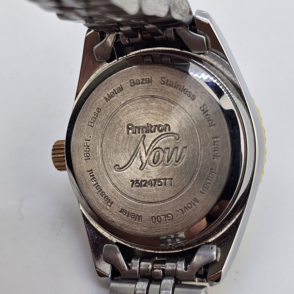 Armitron Women's Watch 24MM Blue Dial Day Date Two Tone Band 6.5" New Battery - Picture 6 of 12